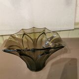 Art Deco vase in polished and frosted smoked glass