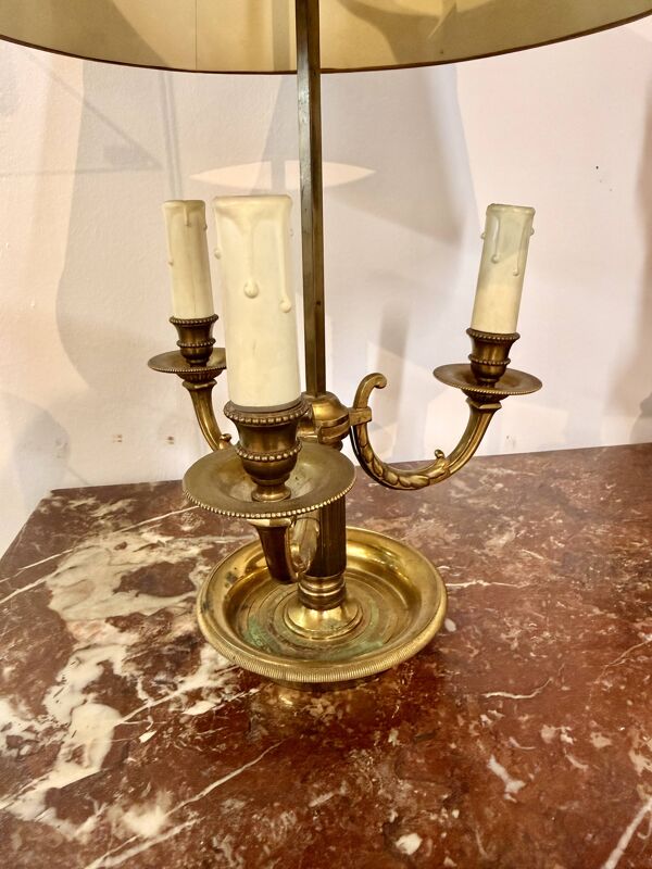 Lampe bouillotte ancienne en laiton – 3 lumières