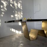 Addor 60s sculptural marble and brass coffee table
