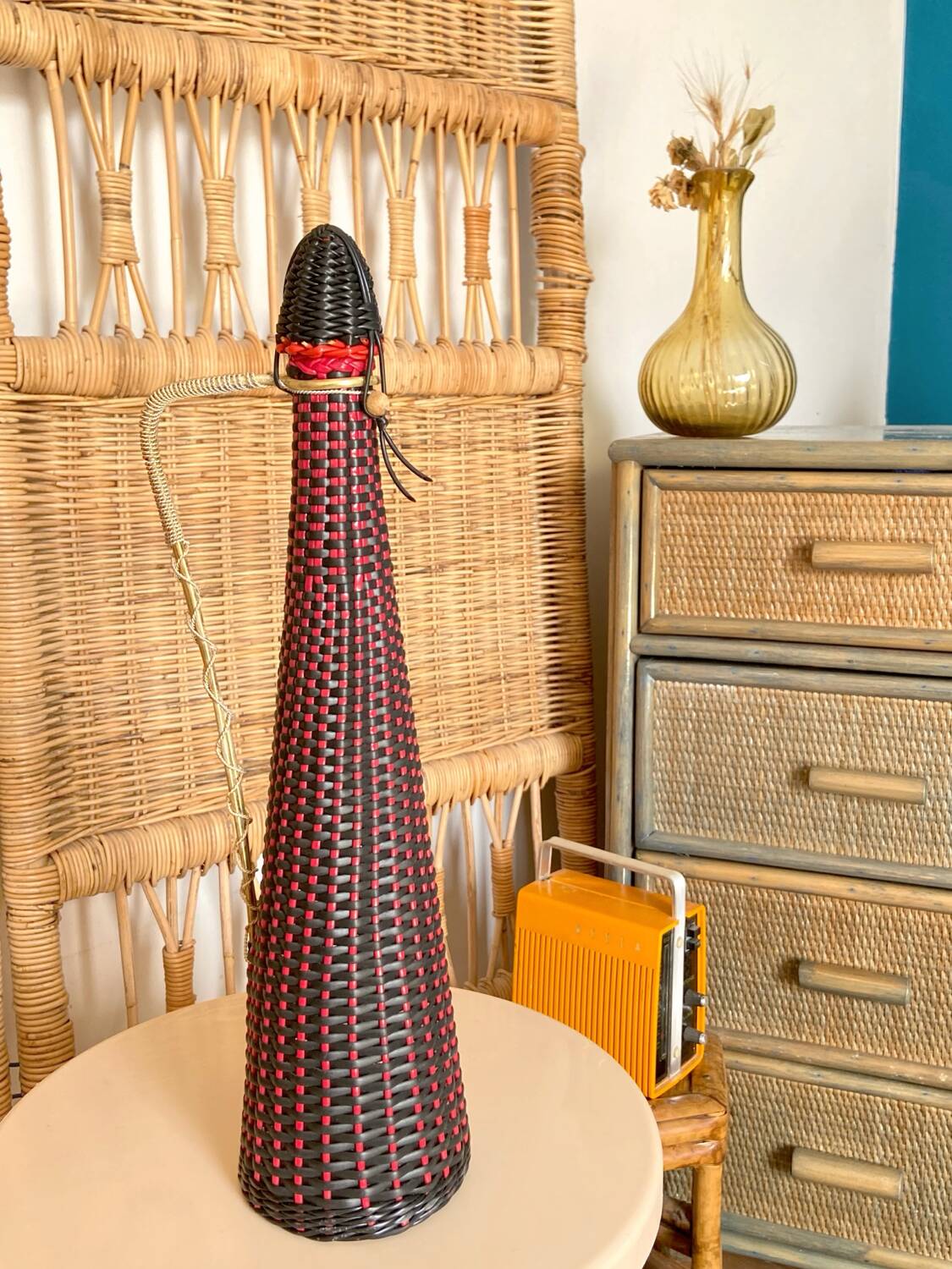 Large vintage scoubidou bottle