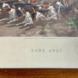 English engraving of hunting hound and hunting dog