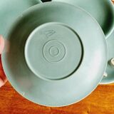 10 assiettes à desserts en céramique bleu Longchamp