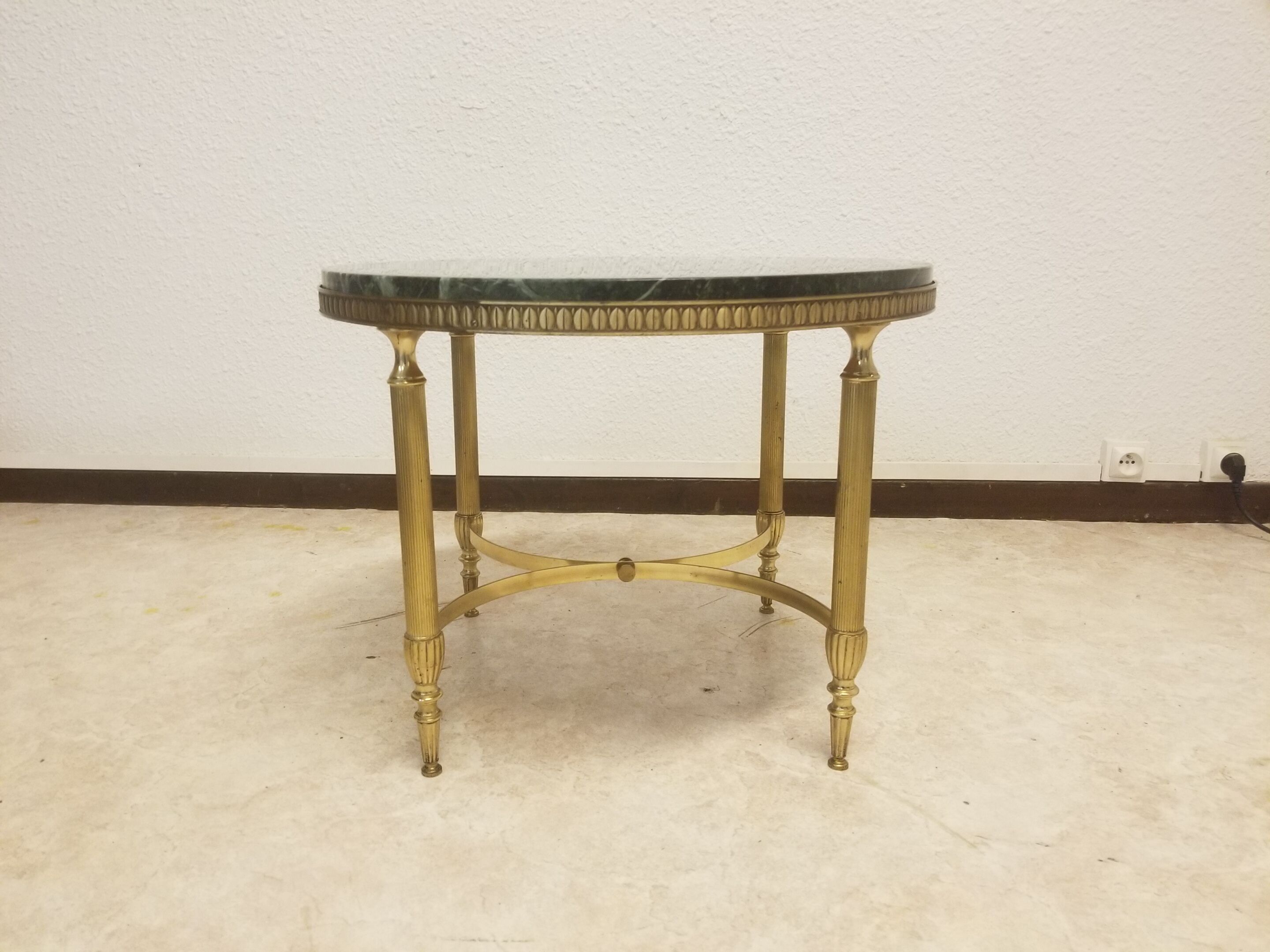 Round coffee table green marble neoclassical style - 60s