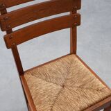 Deux chaises en chêne et osier brutalisme moderne du milieu du siècle, 1960