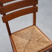 Two Mid-Century Modern Brutalist Oak and Wicker Chairs, 1960