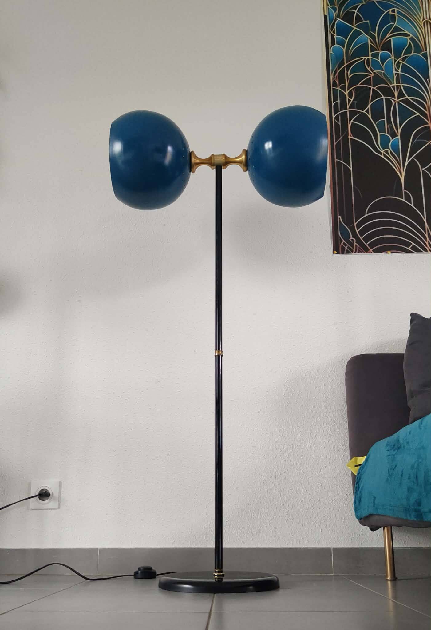 Lampadaire vintage 1980 double éclairage