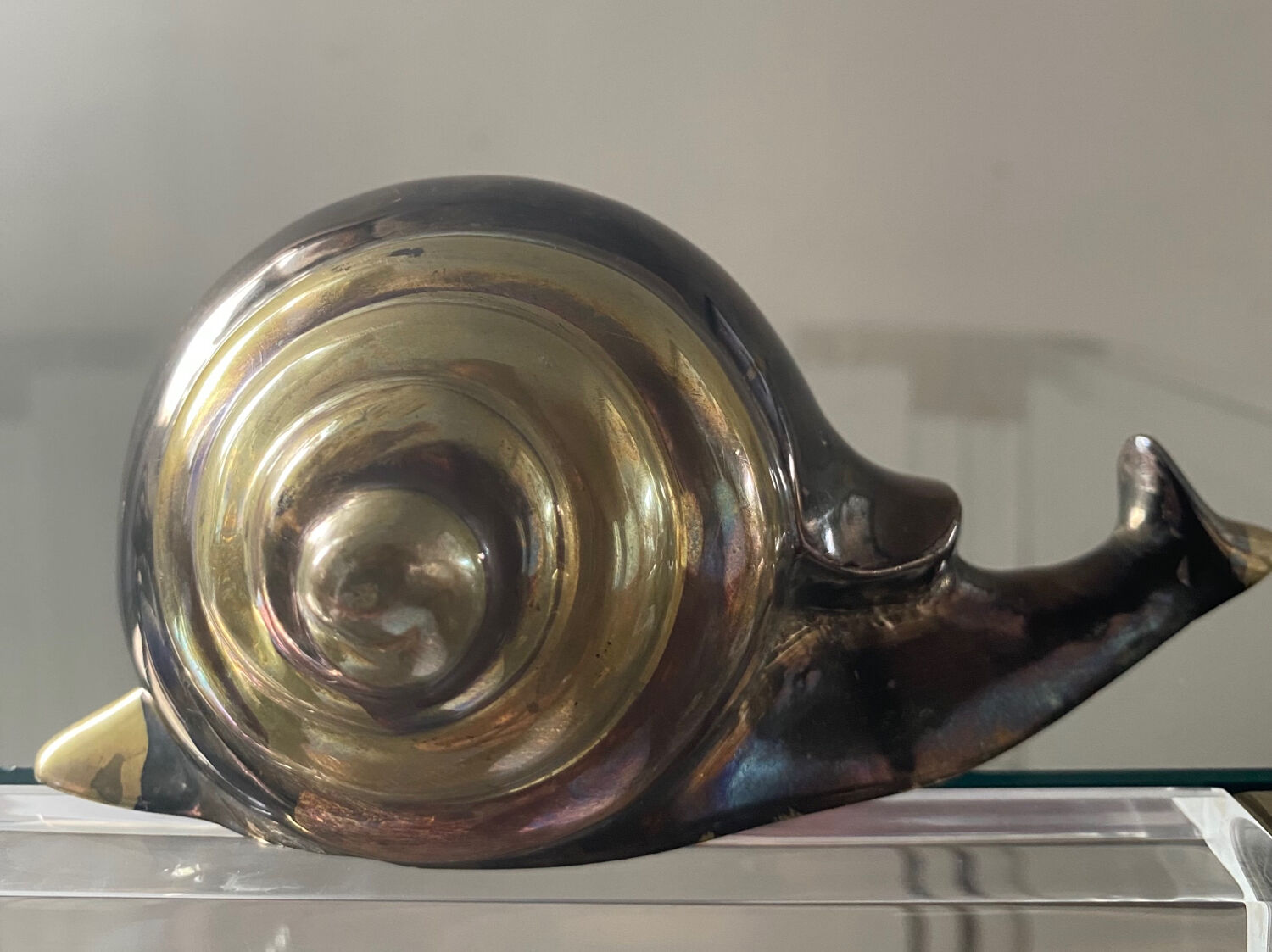 Vintage brass snail paperpress 70s