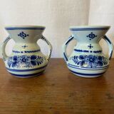 Pair of Antique DELFT White Porcelain Vases with Blue Decor Vintage