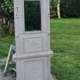 1900s coat rack patina gray mirror brass hooks