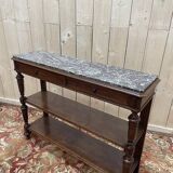 Desserte - Console en chêne massif Napoléon III marbre gris veiné