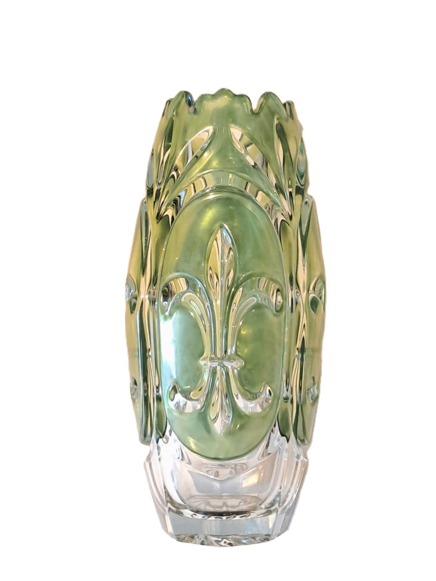 Large glass vase in Czech, lily flower model by Rudolfova Hut.