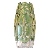 Large Czech Glass Vase Fleur De Lys Pattern By Rudolfova Hut