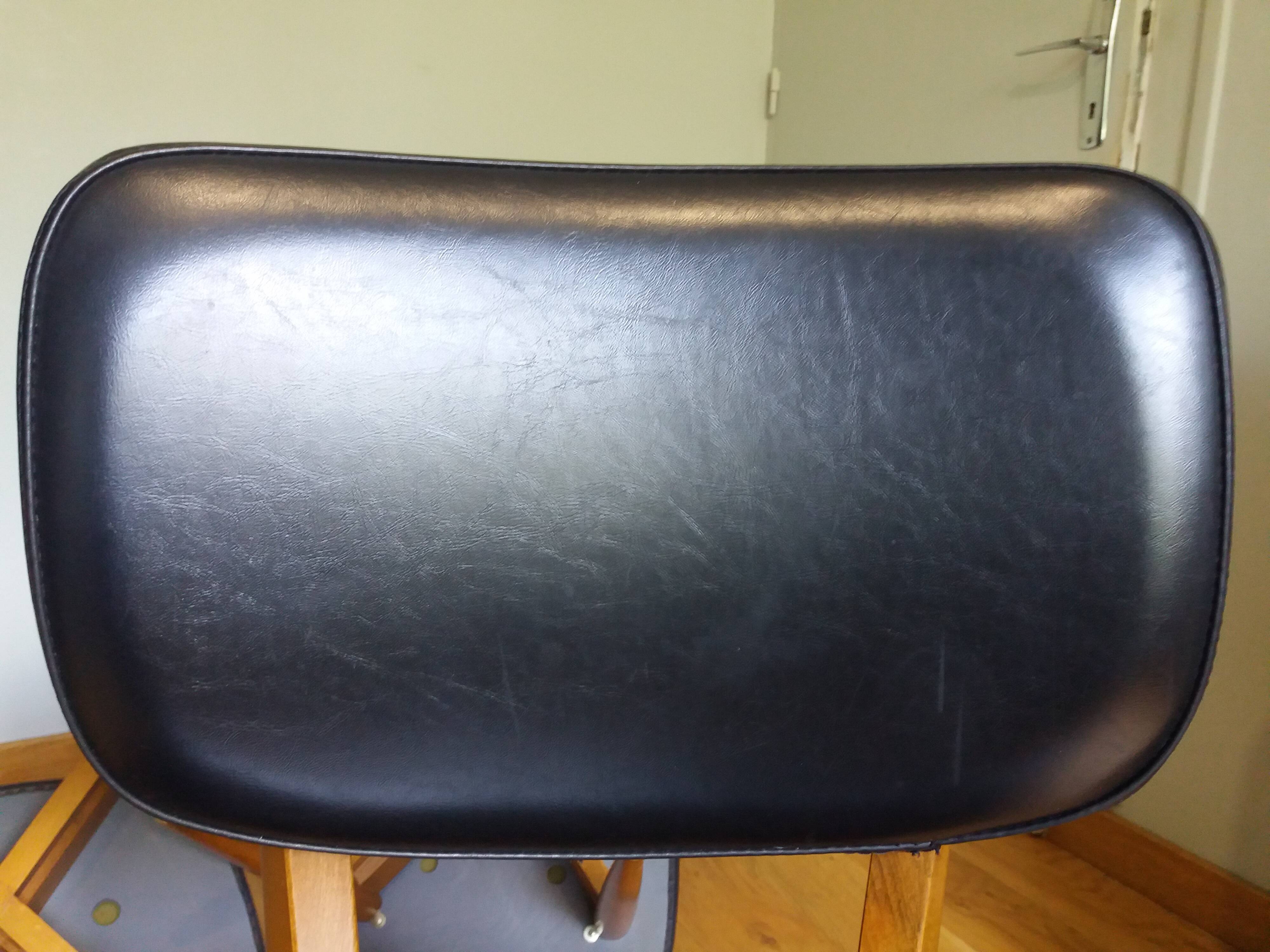 3 Scandinavian style skai faux leather and wood chairs