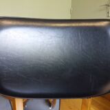 3 Scandinavian style skai faux leather and wood chairs