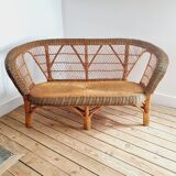 Banquette rotin et osier