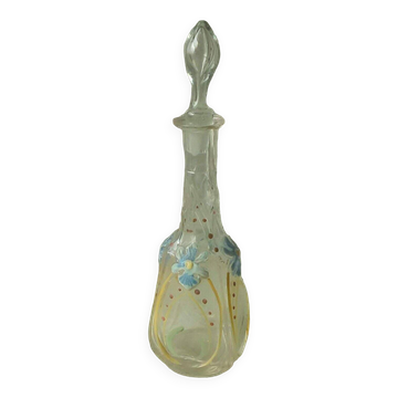 Glass carafe with enamel by Legras, fine enamel from the 19th century.