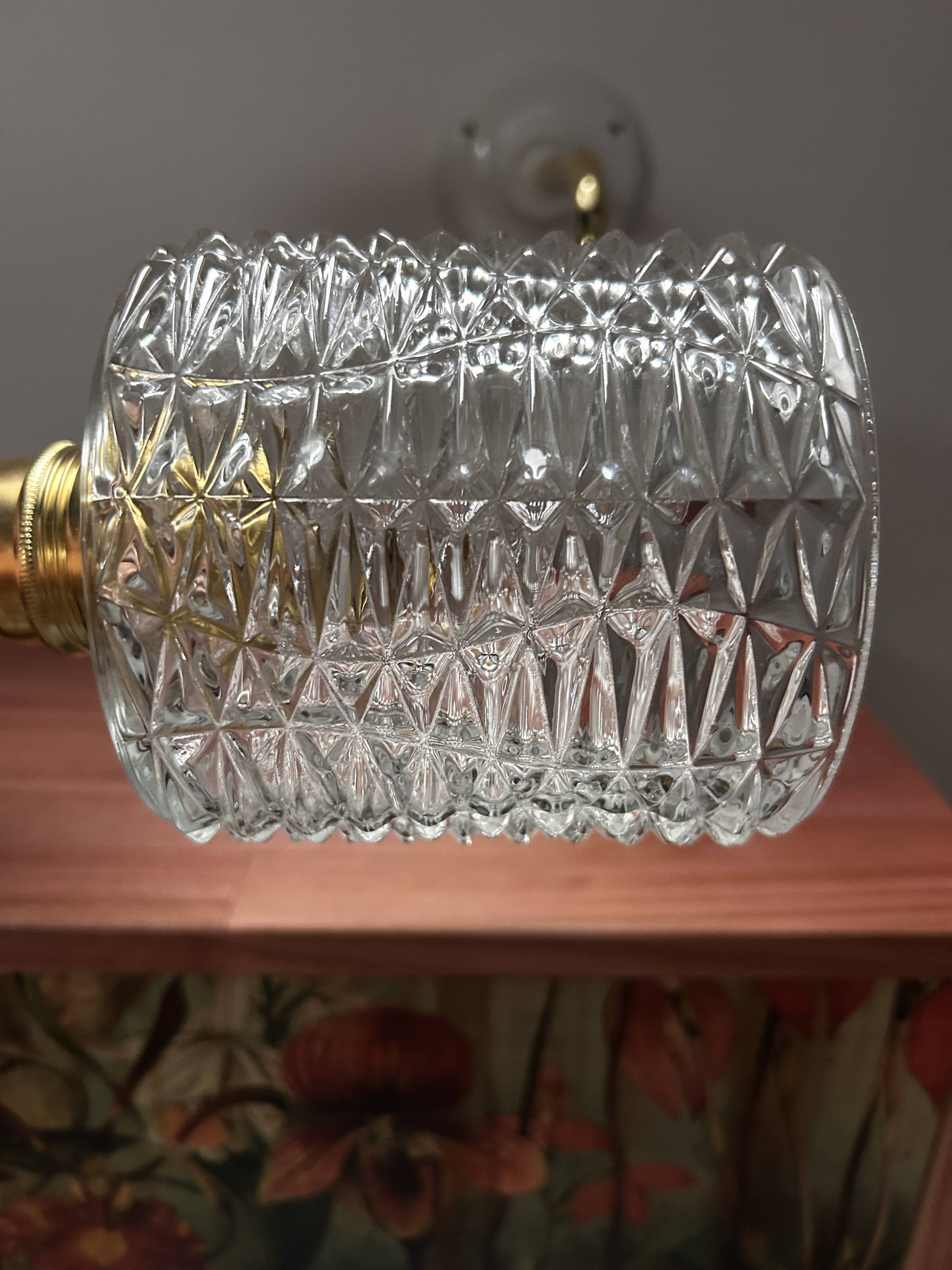 Pair of seventies glass globe wall lights