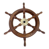 Rudder bar wheel boat in wood and brass "Comptoir des Indes" shelf