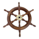 Rudder bar wheel boat in wood and brass "Comptoir des Indes" shelf