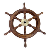 Rudder bar wheel boat in wood and brass "Comptoir des Indes" shelf