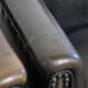 Set of 2  black/grey sheepskin leather club chairs