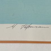 Lithograph Maurice Fillonneau Golfer 144/600 Aqua-Blues Certificate