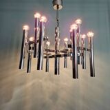 Large geometric chandelier in chromed metal, Massive, 1970