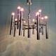 Large geometric chandelier in chromed metal, Massive, 1970