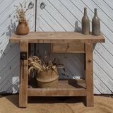 Antique workbench in raw solid wood