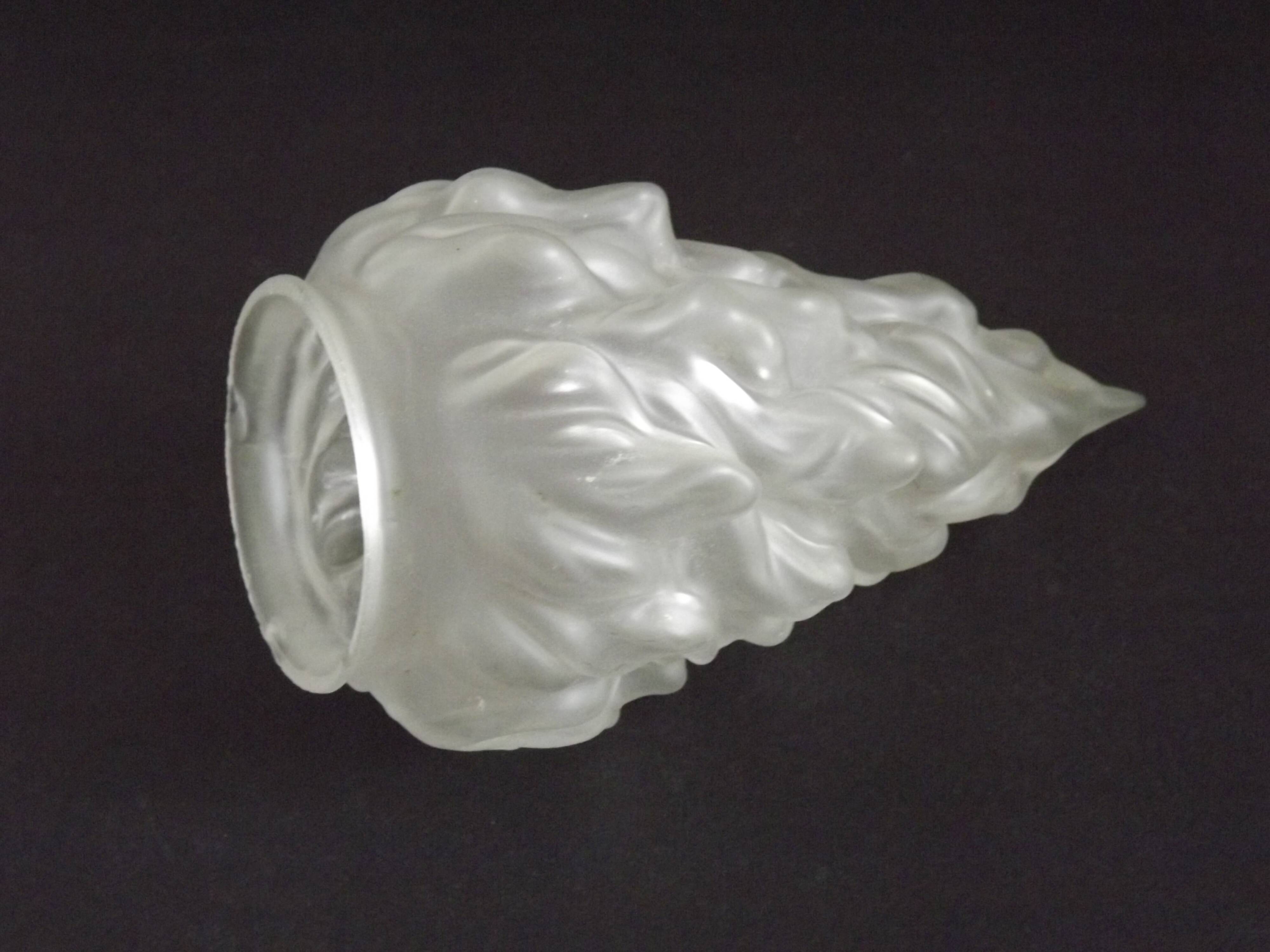 French Art Deco Opaque Glass Flame Shade • Vintage Lamp Shade Replacement