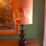 Vintage 70s lamp with a silk shade.