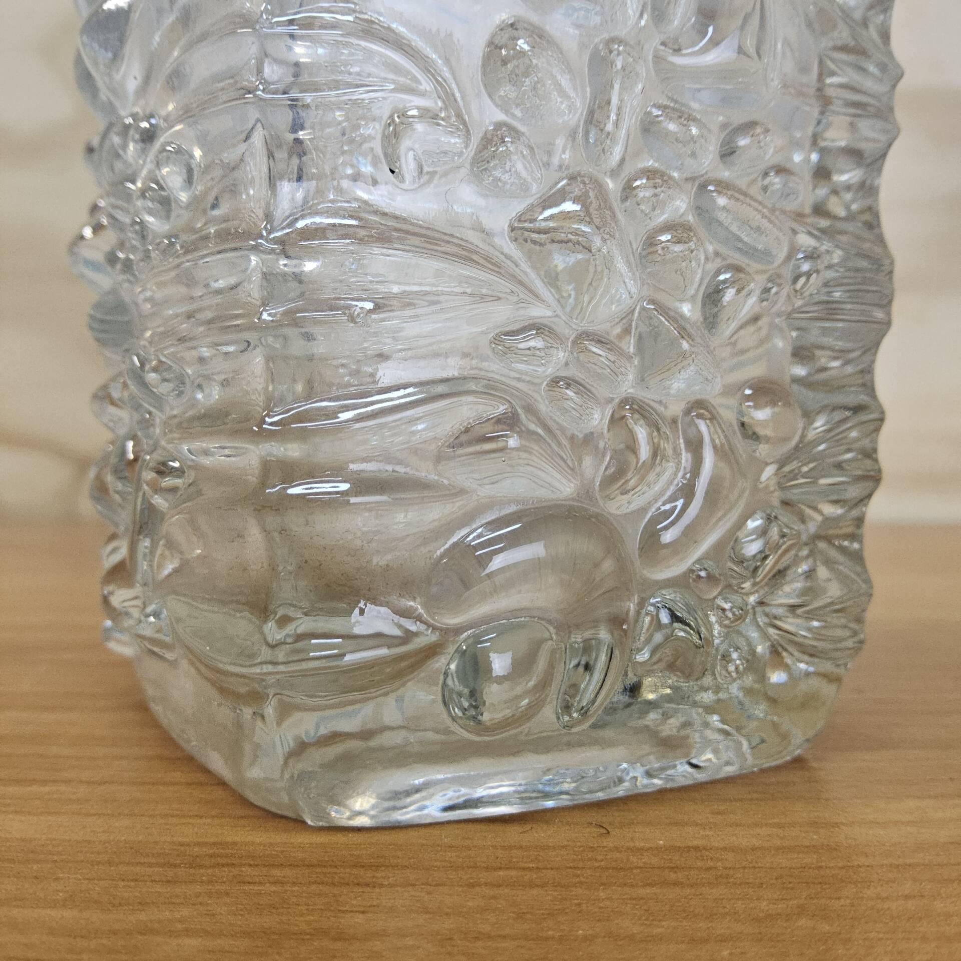 Vintage glass vase bubble texture (Hermanova Hut, 1968)