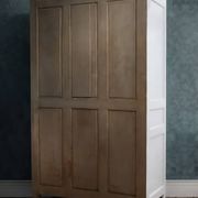 Antique Parisian wardrobe in white wood with shelves from the 1950s.