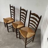 Trio rustic chairs in oak straw