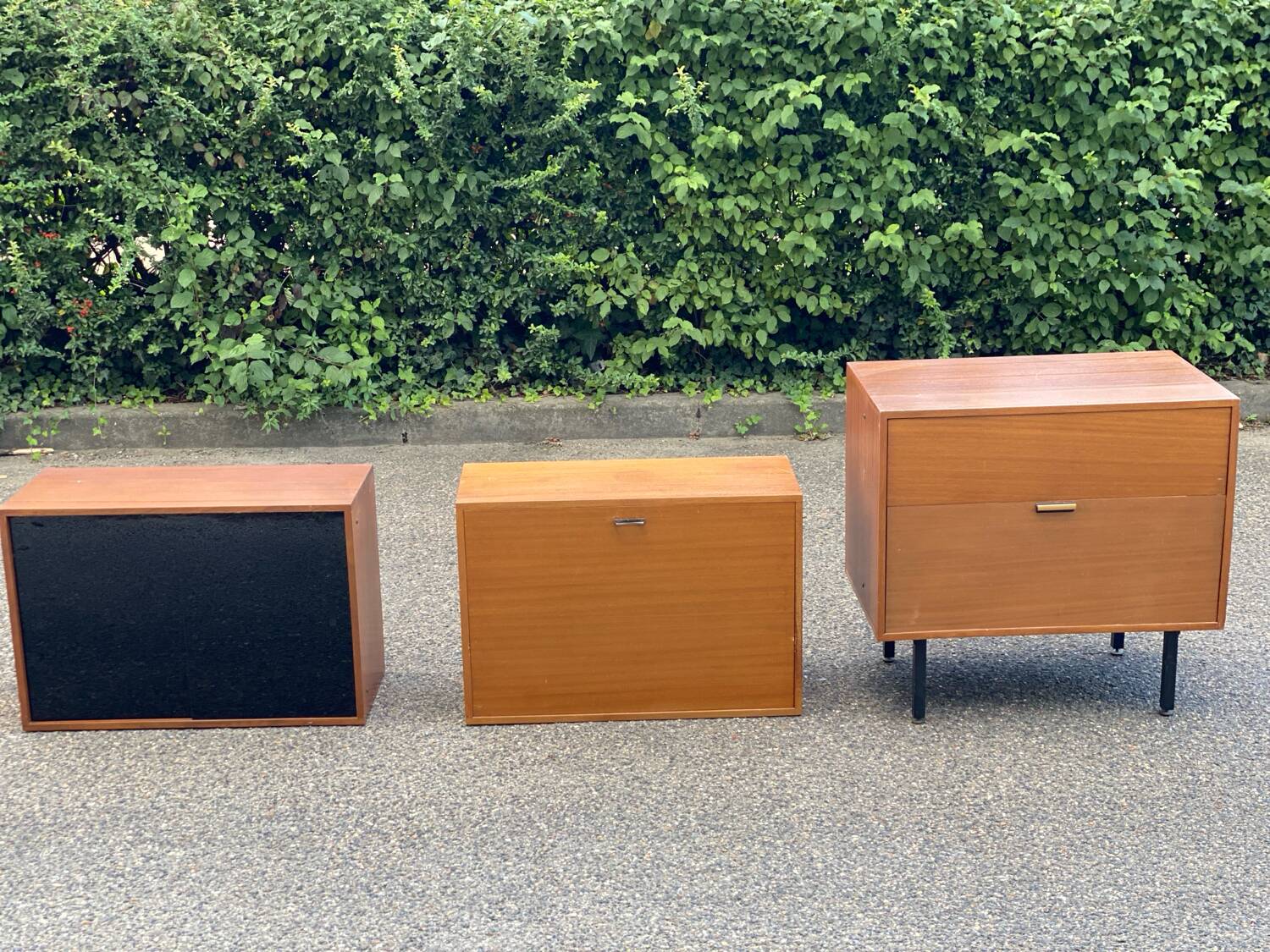 Vintage 1950s smoked glass secretary cabinet