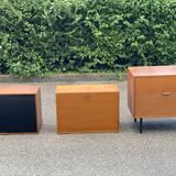 Vintage 1950s smoked glass secretary cabinet