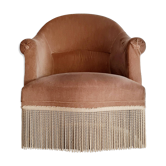 Golden beige velvet toad armchair