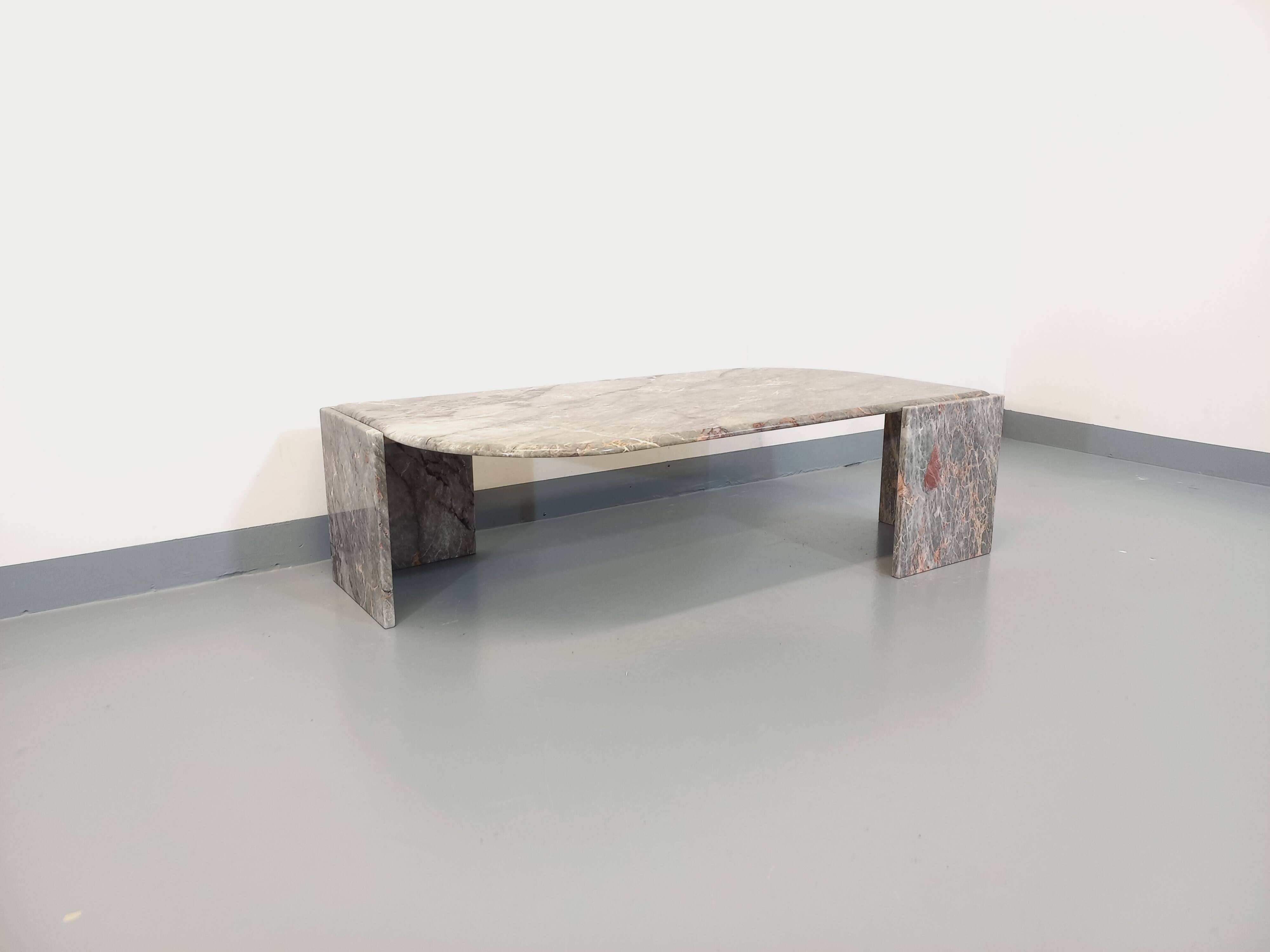 Vintage gray marble coffee table from the 70s