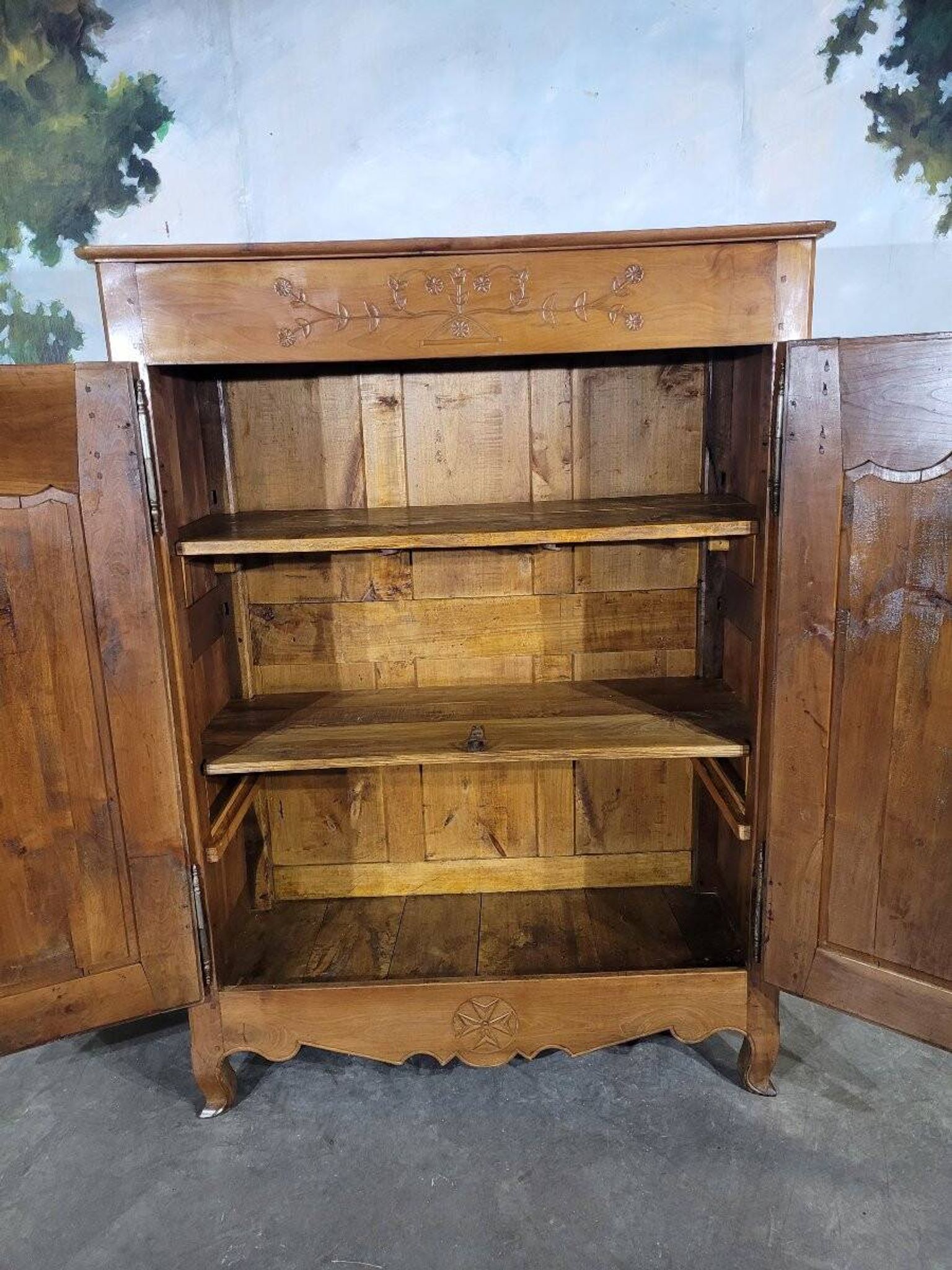 Small Louis XV bedside cabinet in solid cherry wood.
