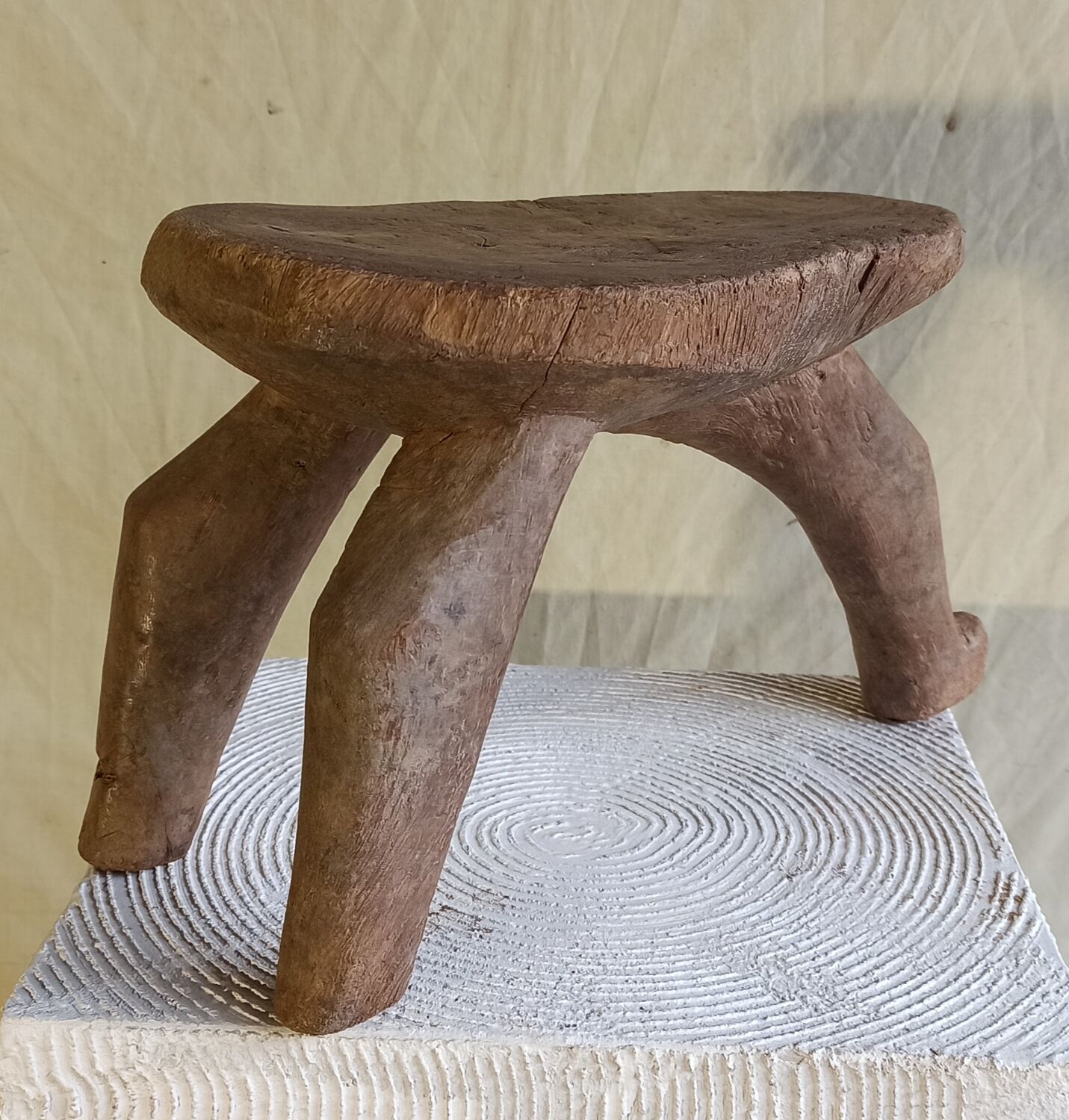 Stool old African art wooden Lobi from Burkina Faso