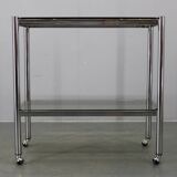Mid-century smoked glass serving cart, Italy, 1970s
