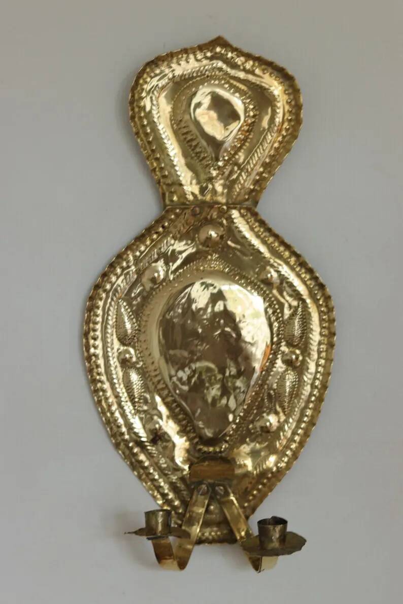 Baroque Style Mid-Century Brass Swedish Sconces