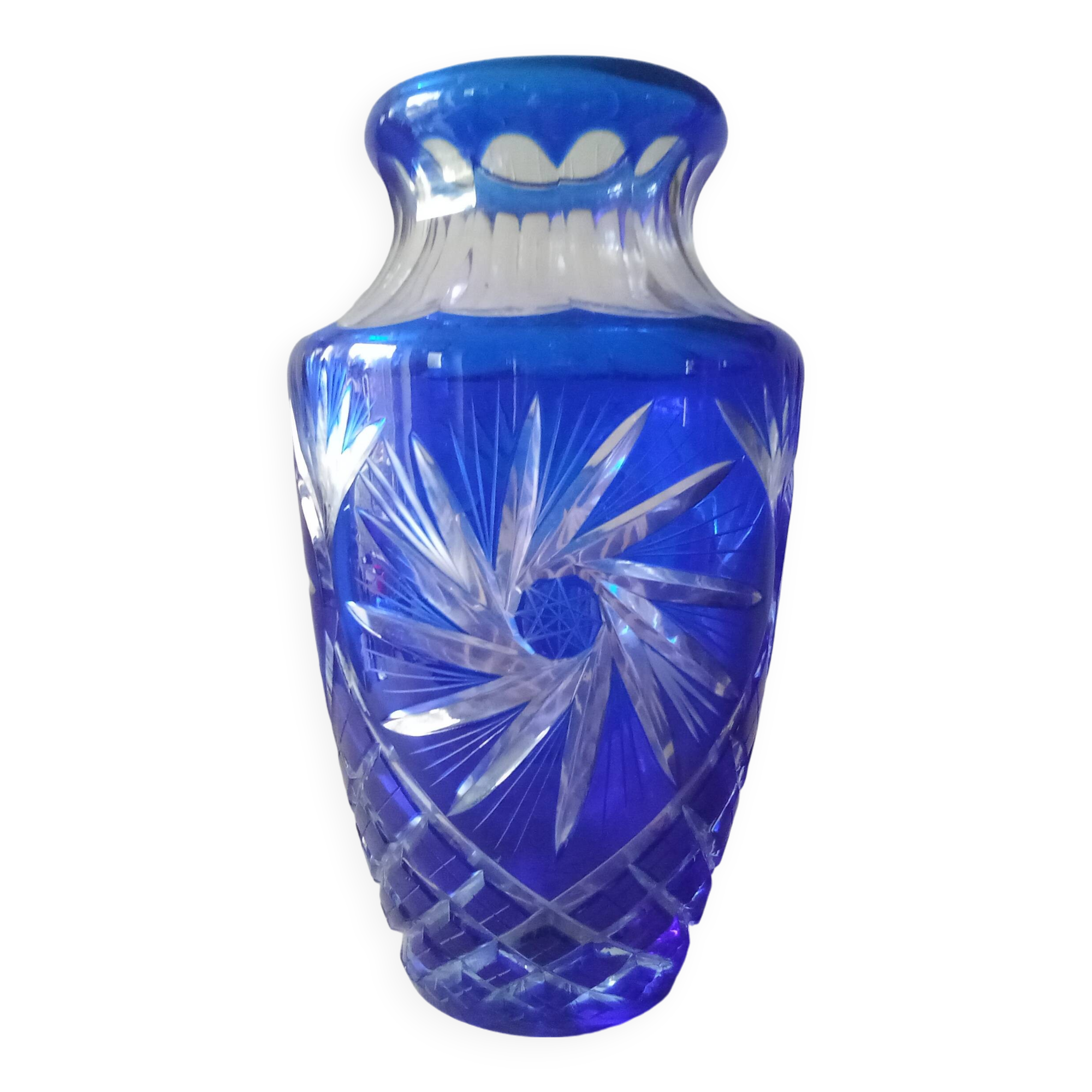 Remarkable and imposing crystal vase from Saint Louis Art Deco 1940/1950.