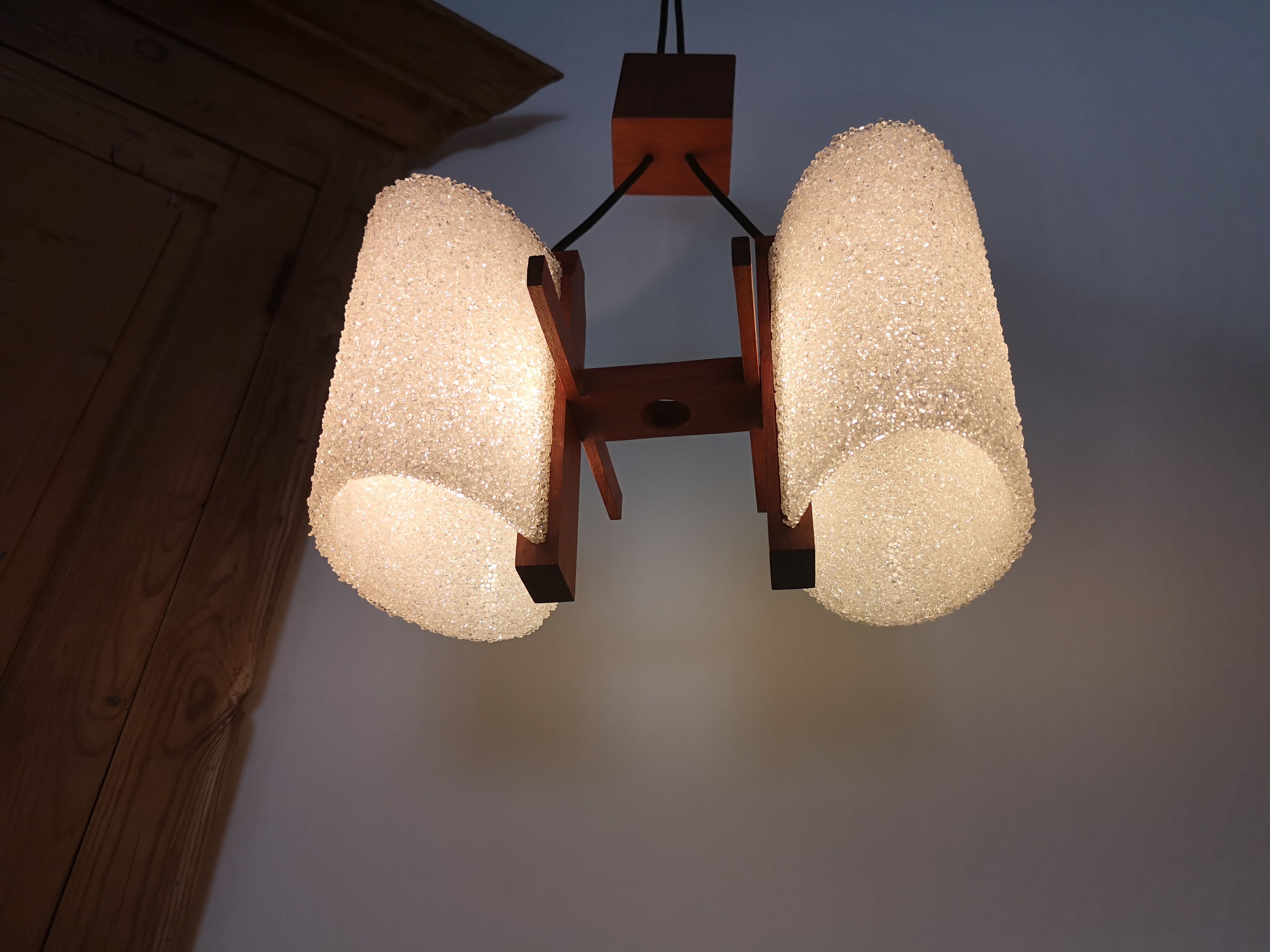 Vintage suspension, Scandinavian in perspex and wood