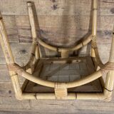 Vintage chair in rattan and bamboo and brown leather