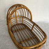 Rattan doll couffin, vintage toy