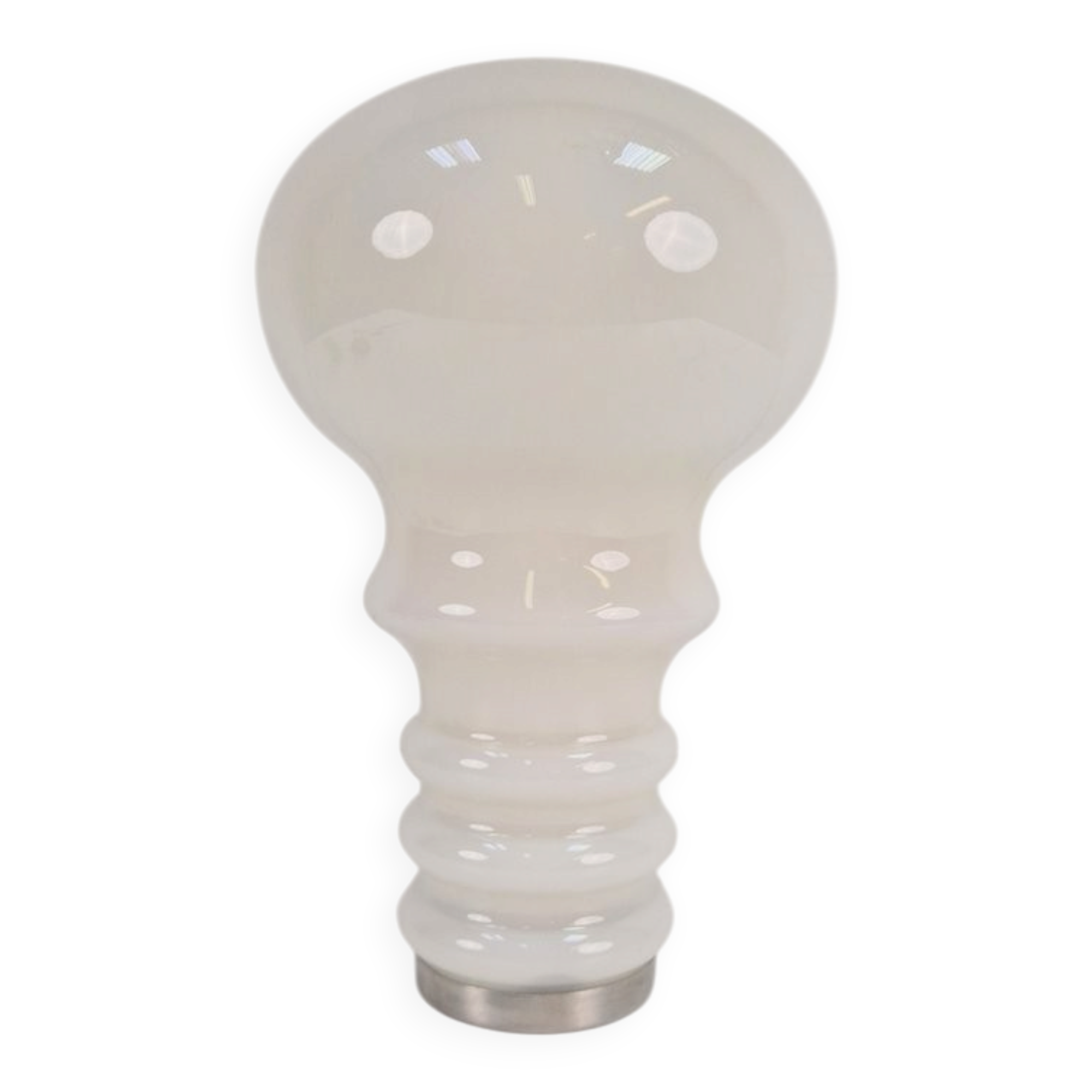 Vintage Space Age Bulb Table Lamp in White Glass, Germany, 1970s