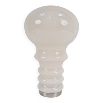 Vintage Space Age Bulb Table Lamp in White Glass, Germany, 1970s