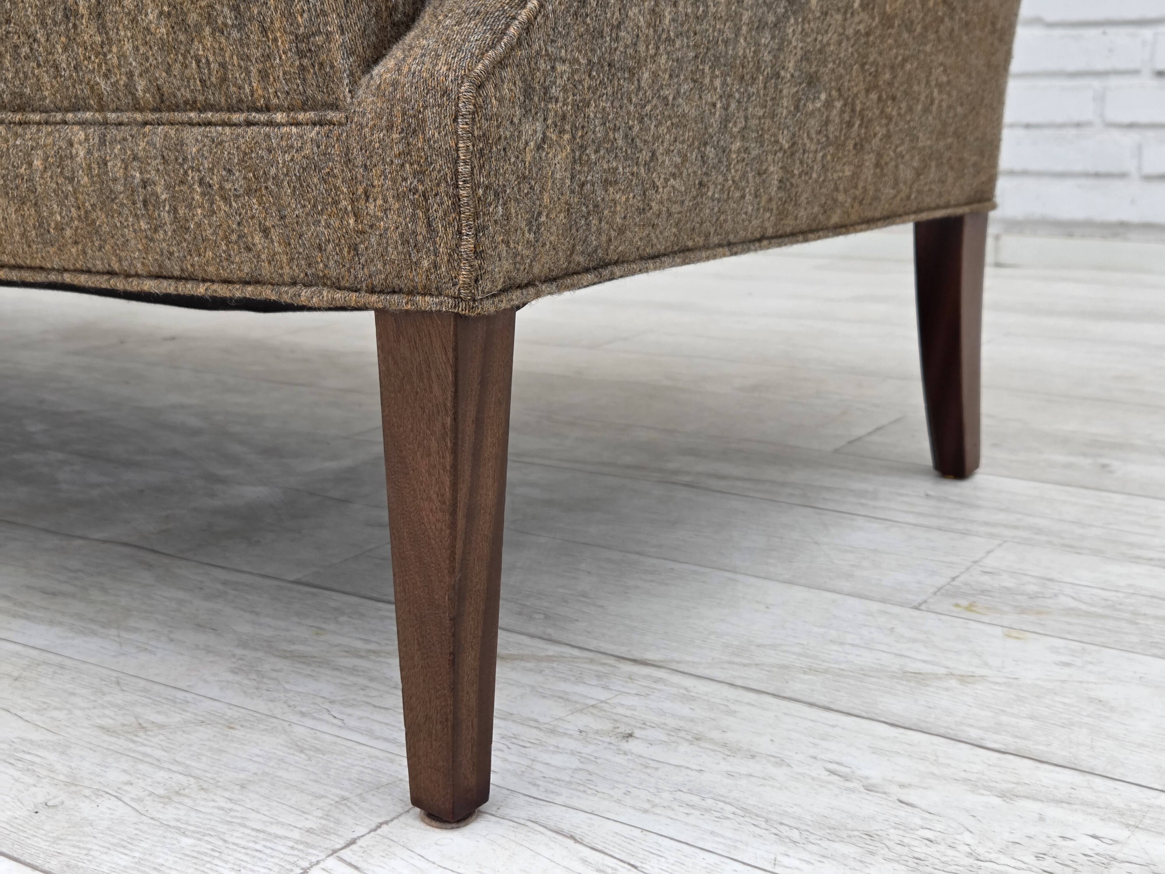 1960s, Danish 3-seater sofa, furniture wool, teak wood.