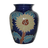 Vase ancien en céramique années 50's fleurs